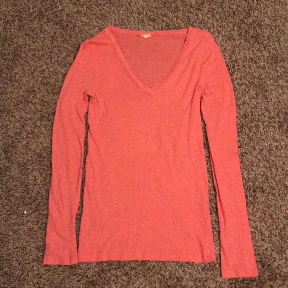 J Crew Factory Long Sleeve Peach V Neck Size Small